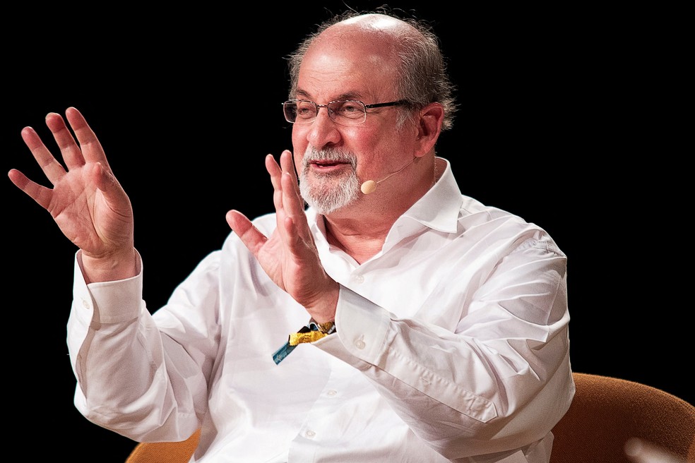 Salman Rushdie em junho de 2018, durante palestra — Foto: Carsten Bundgaard/Ritzau Scanpix/Reuters