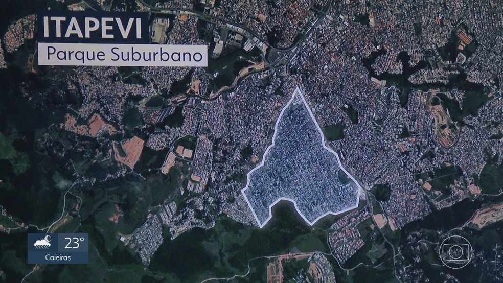 Mapa do Parque Suburbano, em Itapevi, na Grande São Paulo. — Foto: Reprodução/TV Globo