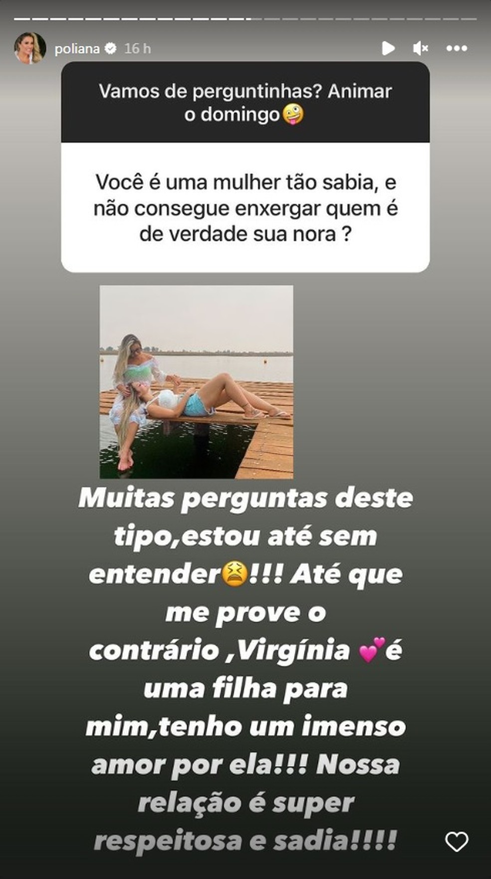 Poliana Rocha defende Virgínia Fonseca — Foto: Instagram