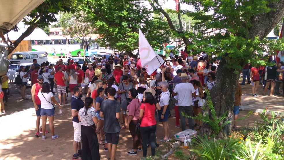 Ato de mulheres aconteceu na Praça das Flores, em Natal — Foto: Geraldo Jerônimo/Inter TV Cabugi
