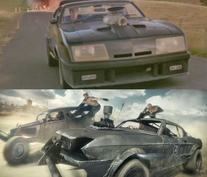 Veículos de Mad Max no filme e no game (Foto: Reprodução/Felipe Vinha)