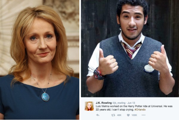 A escritora J.K. Rowling e sua homenagem ao jovem Luis Vielma (Foto: Getty Images/Twitter)