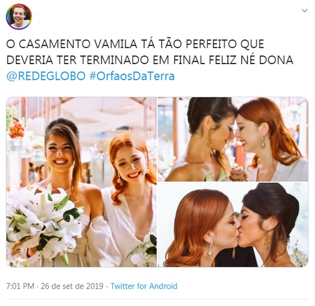 Casamento entre as personagens Camila e Valéria (Foto: Reprodução/TV Globo)