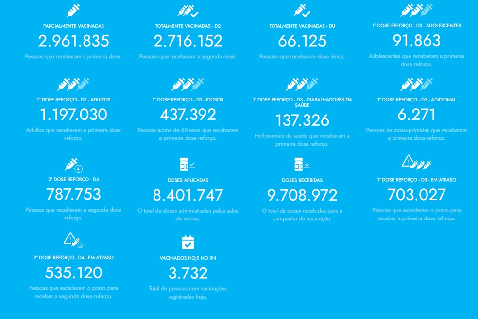 Outros dados da imunização no RN atualizados nesta quinta (19) — Foto: Divulgação