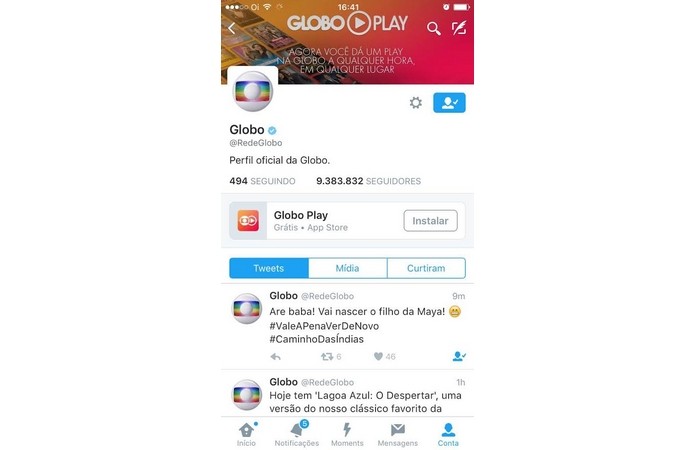 Globo Play estreia ferramenta no Twitter (Foto: Reprodução)