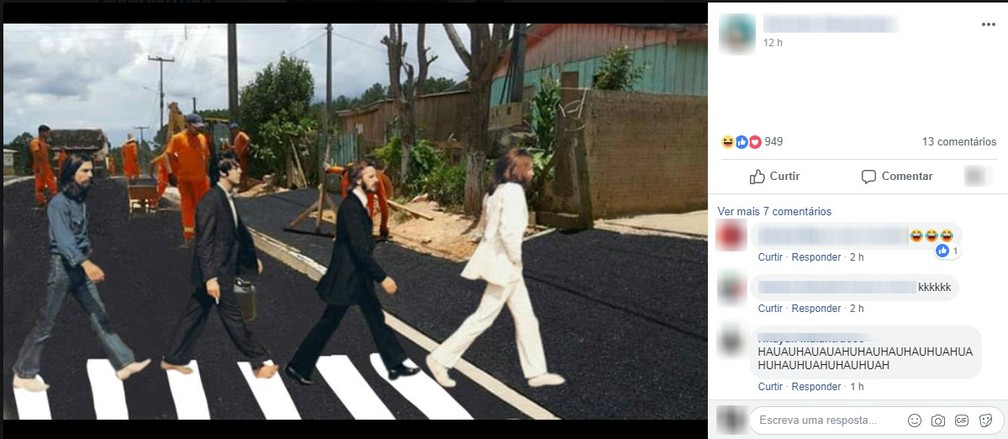 Montagem publicada nos comentários da publicação da Prefeitura de Mandirituba — Foto: Reprodução Facebook