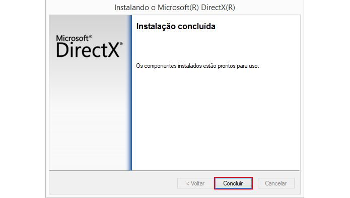 Instala??o adiciona arquivos perdidos do DirectX (Foto: Reprodu??o/Microsoft)