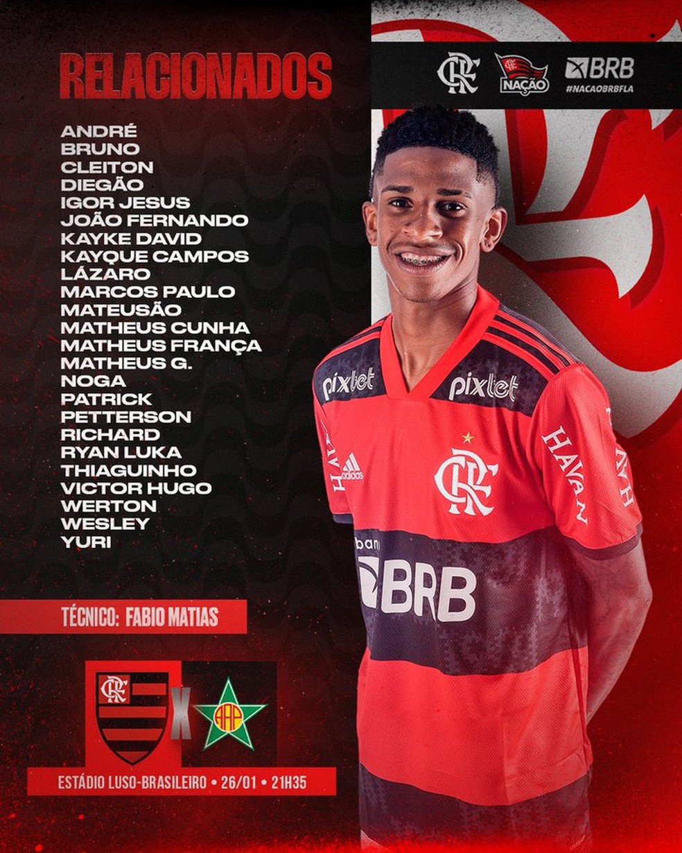 Confira os relacionados do Flamengo; André é o destaque da imagem divulgada pelo clube — Foto: Divulgação/Flamengo