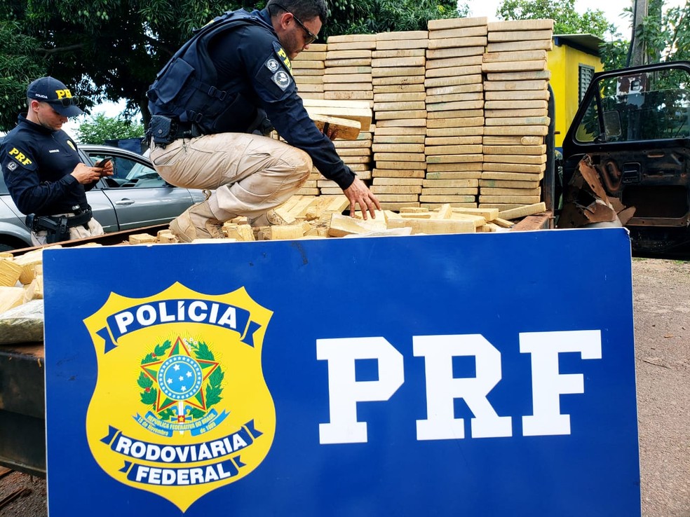 A droga veio do Paraguai e tinha como destino final o norte de Mato Grosso — Foto: Polícia Rodoviária Federal de Mato Grosso