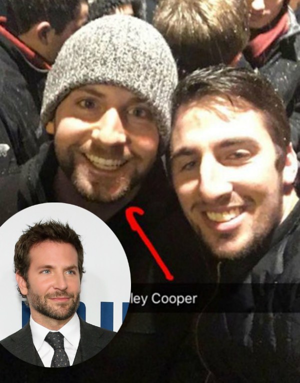 Bradley Cooper e o sósia em foto compartilhada por fã no Instagram (Foto: Getty Images/Instagram)