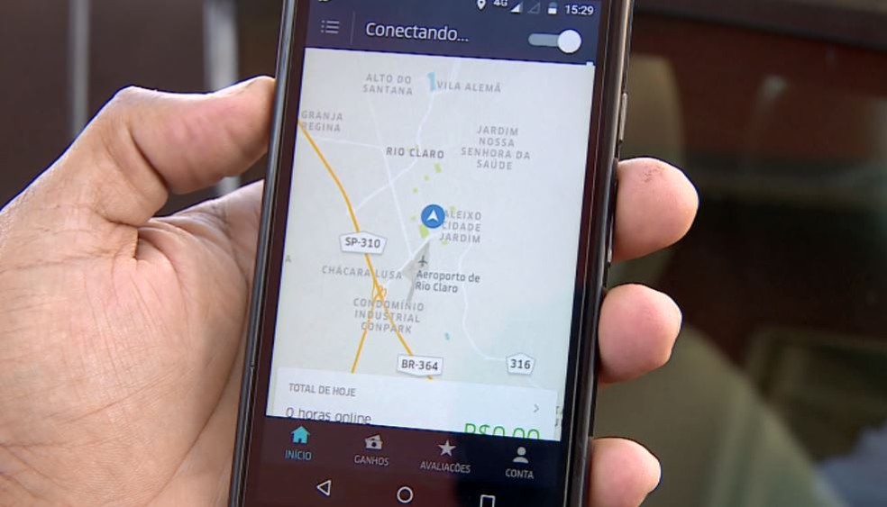 Aplicativo da Uber (Foto: ReproduÃ§Ã£o/EPTV)