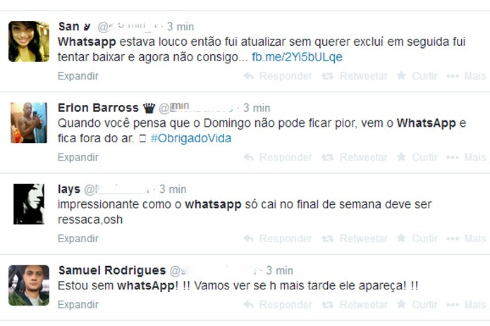 WhatsApp fica fora do ar na tarde deste domingo e vira piada nas redes sociais (Foto: Reprodução / Twitter)