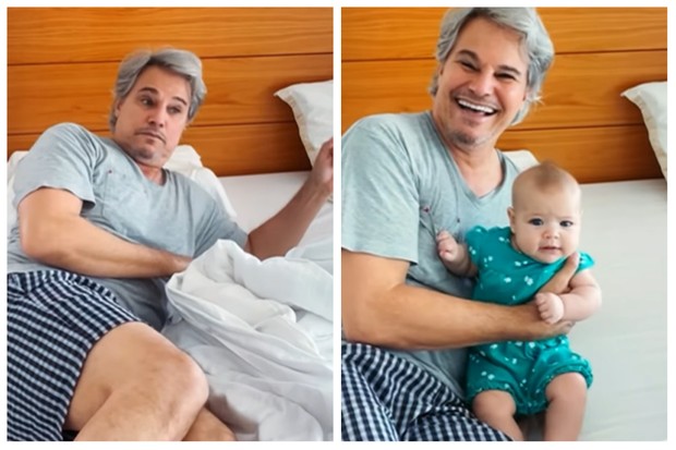 Edson Celulari brinca com a filha Chiara na cama (Foto: Instagram/Reprodução)
