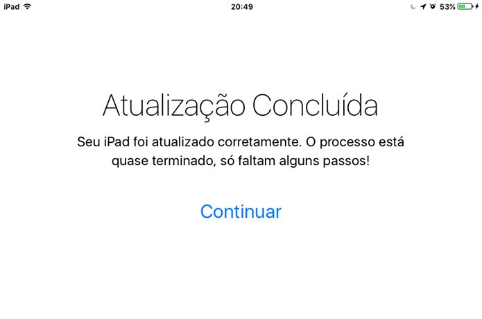 iPad ou iPhone com iOS 9.3 mostrará essa mensagem ao passar por ativação (Foto: Reprodução/Elson de Souza)