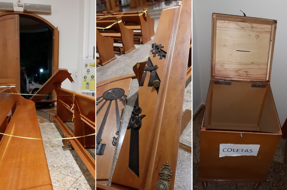 Boletim de ocorrência foi registrado por danos materiais — Foto: Facebook/Igreja de Maracaí/Reprodução