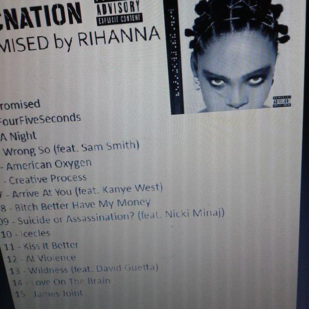 Suposta capa e tracklist de 'R8', novo álbum de Rihanna (Foto: Reprodução)