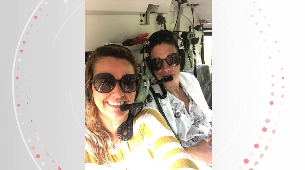 Gizeli e Adelise foram resgatadas de helicóptero pelo Notaer — Foto: Reprodução/Acervo pessoal