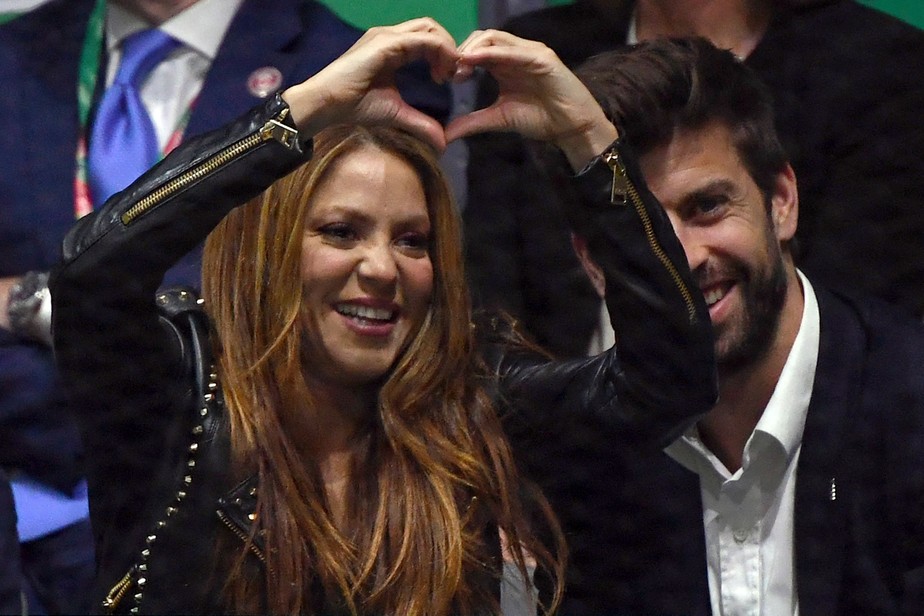 Shakira e Piqué durante partida de tênis em Madri, em 2019