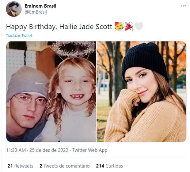 Hailie Jade, filha de Eminem, completa 25 anos, e web pira (Foto: Reprodução/Twitter)