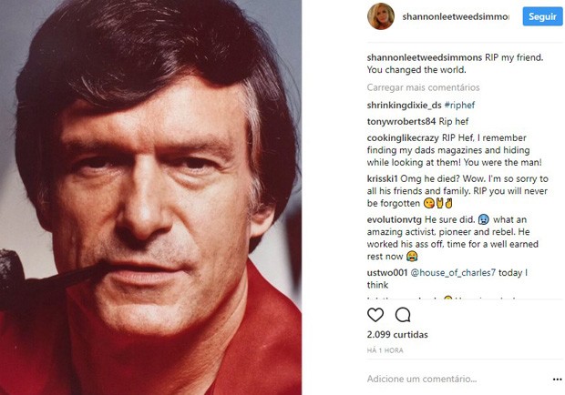 Shannon Lee Tweed Simmons lamenta morte de Hugh Hefner (Foto: Reprodução/Instagram)