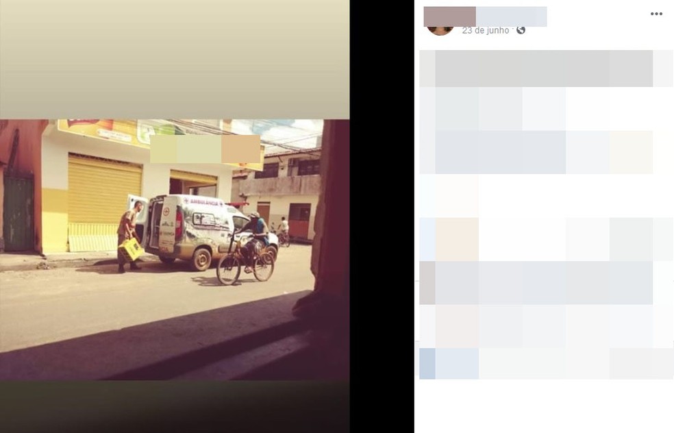 Motorista foi flagrado transportando cerveja em ambulÃ¢ncia  â€” Foto: ReproduÃ§Ã£o/Facebook