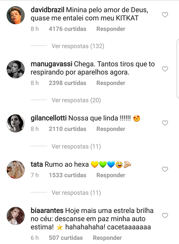 Comentários deixados para Bruna (Foto: Instagram/Reprodução)
