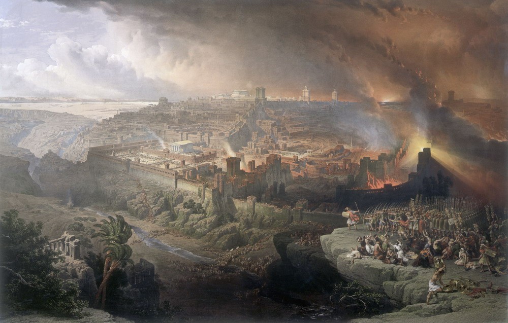 Pintura sobre a destruição de Jerusalém pelas tropas romanas (Foto: Reprodução)