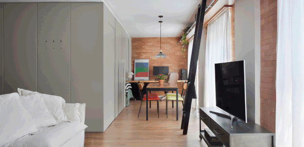 Apartamento pequeno ganha ares de loft com integraç u00e3o e estilo rústico Casa e Jardim Decoraç u00e3o Aparador Loja Gato Preto ~ Apartamento pequeno ganha ares de loft com integraç u00e3o e estilo rústico Casa e Jardim Decoraç u00e3o