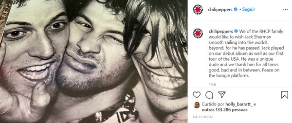 Red Hot Chili Peppers Instagram-inlägg där Jack Shermans död meddelas - Foto: Reproduktion