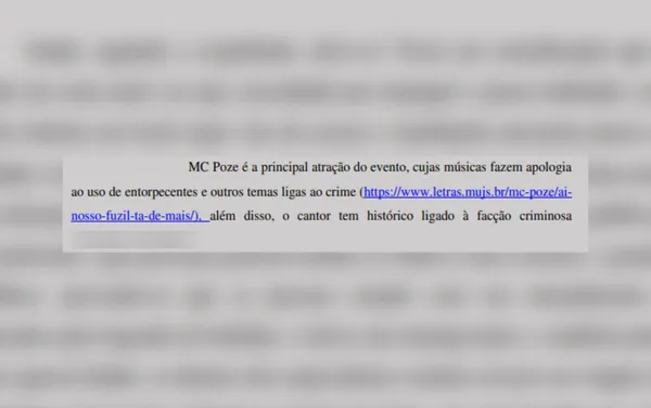 Justia suspende festa com MC Poze aps denncia apontar falta de autorizaes e susposta ligao do cantor com faco criminosa  Foto: Reproduo/MPGO