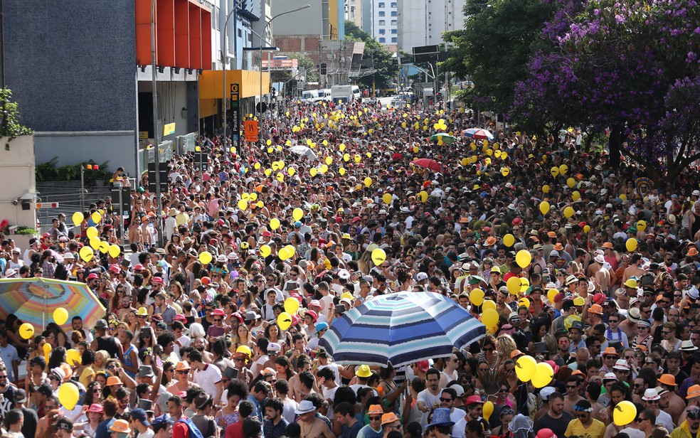 31/01 - Multid&atilde;o de foli&otilde;es toma conta da Rua da Consola&ccedil;&atilde;o, na regi&atilde;o central de S&atilde;o Paulo, durante a passagem do bloco Acad&ecirc;micos do Baixo Augusta &mdash; Foto: Renato S. Cerqueira/Futura Press/Estad&atilde;o Conte&uacute;do
