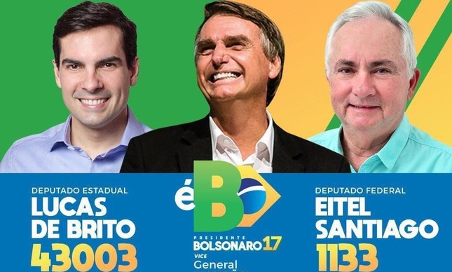 Santinho da campanha de 2018 do secretário-geral da PGR, Eitel Santiago, à deputado federal. Nas época ele apoiou o então candidato Jair Bolsonaro 