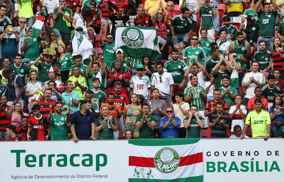 Torcidas Flamengo e Palmeiras no Mané Garrincha — Foto: César Greco / Ag. Palmeiras / Divulgação