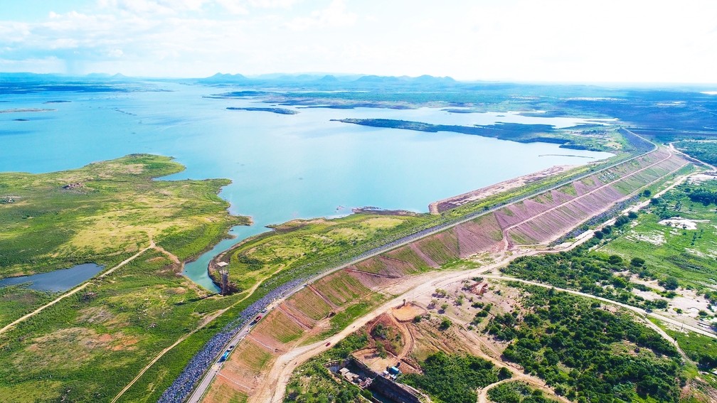 Maior reservatório do RN, Barragem Armando Ribeiro Gonçalves tem capacidade para até 2,4 bilhões de metros cúbicos de água — Foto: Bruno Andrade