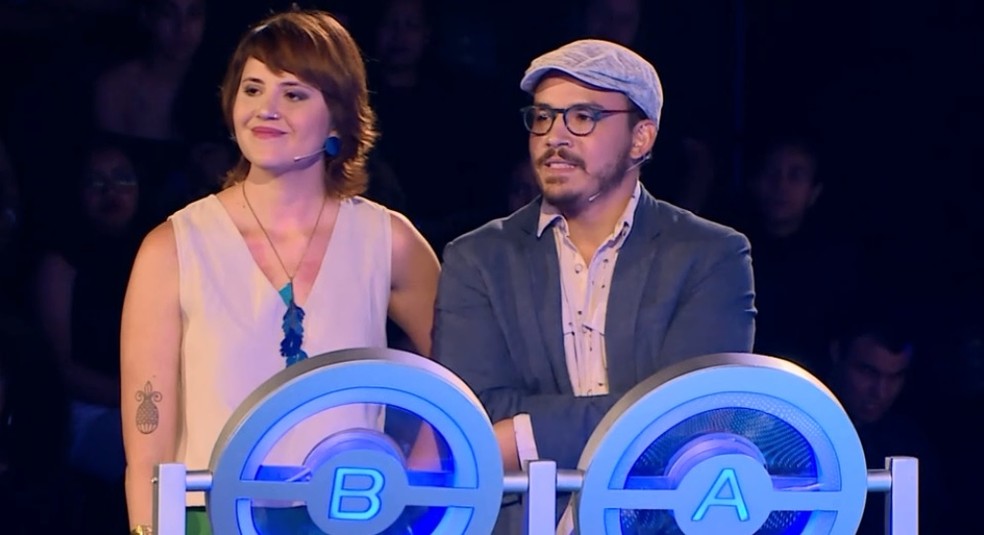 Marcos e LetÃ­cia no 'The Wall' â Foto: TV Globo