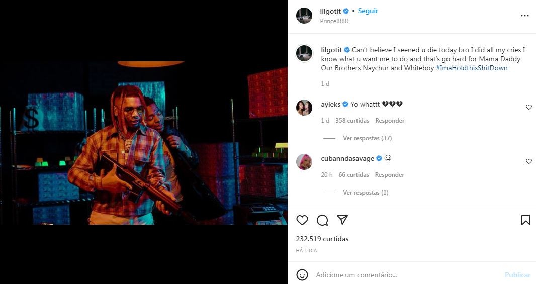 Lil Gotit confirmou a morte de Lil Keed (Foto: Reprodução / Instagram)