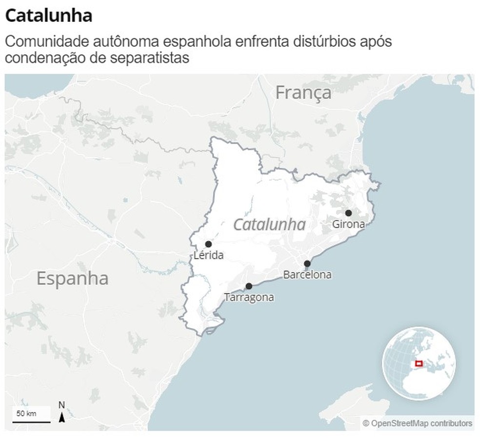 Mapa da Catalunha — Foto: G1 