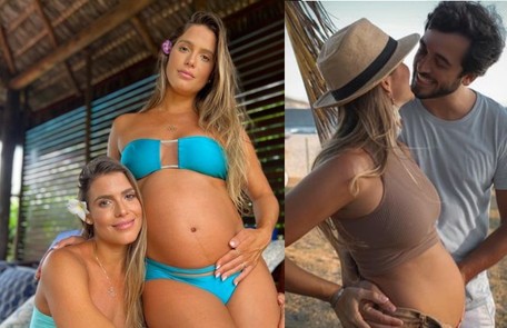 Branca Feres, que está grávida de Gustavo Frota, disse que tem sentido a bebê Nicole mais perto de suas costelas Reprodução 