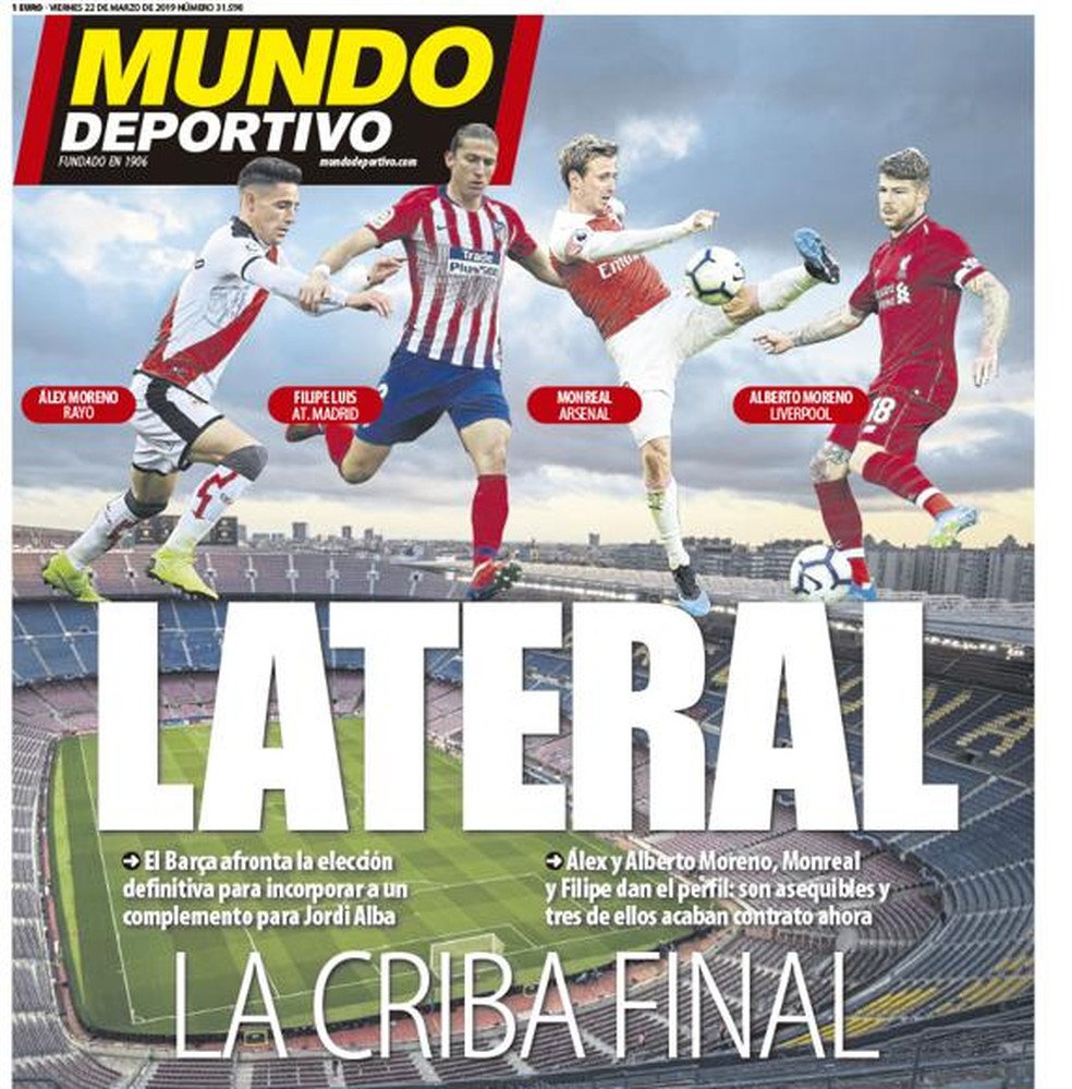 Jornal catalão especulou Filipe Luís no Barcelona recentemente — Foto: Divulgação