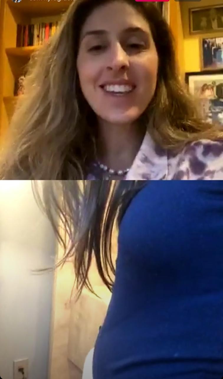 Kyra Gracie mostra a barriguinha de grávida na live da Vogue Brasil  (Foto: Reprodução/ Instagram)