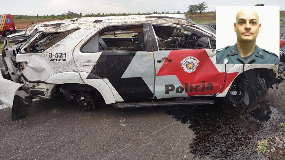 Sargento da Polícia Militar André Luis Ciolin morreu em acidente com viatura da PM na rodovia Marechal Rondon, em Avaí — Foto: Reprodução