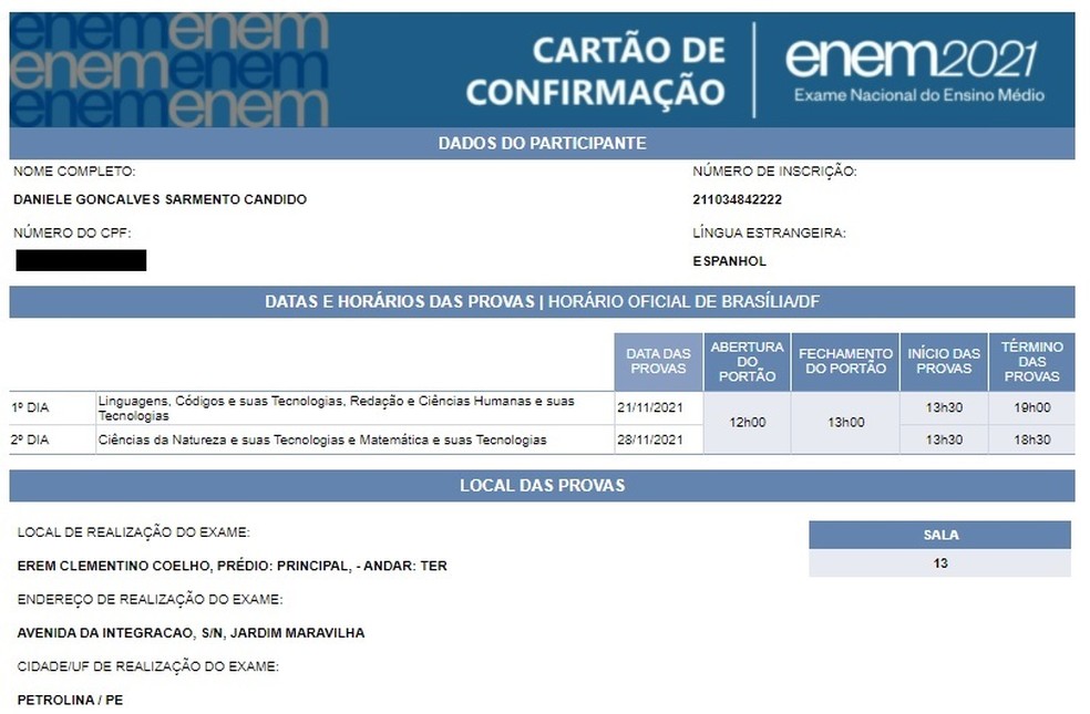 Danielle percebeu na quinta (18) que local selecionado para aplica&ccedil;&atilde;o da sua prova fica em Petrolina, no Sert&atilde;o &mdash; Foto: Reprodu&ccedil;&atilde;o