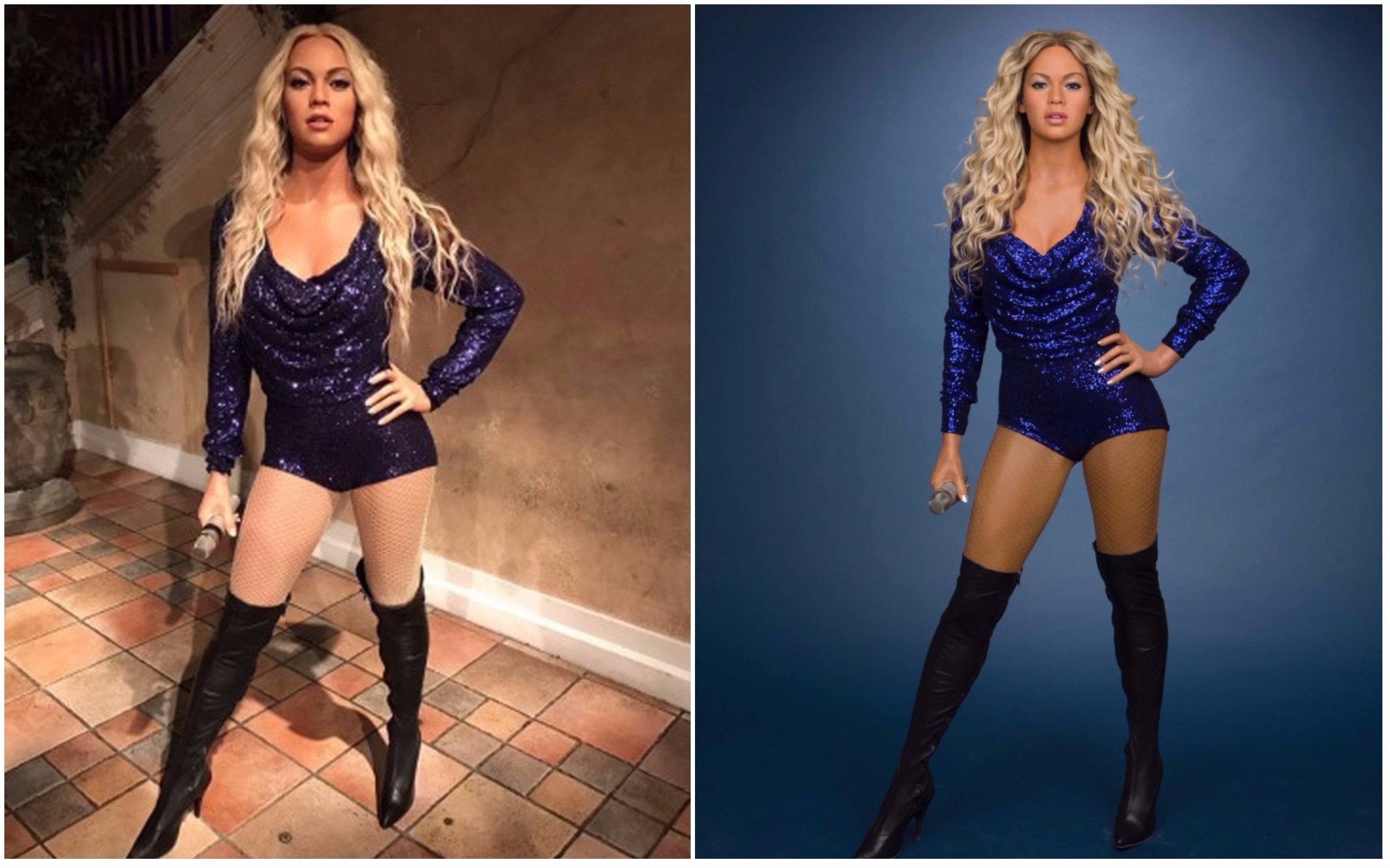 O antes e depois da estátua de cera do Madame Tussauds (Foto: Reprodução / Redes Sociais)