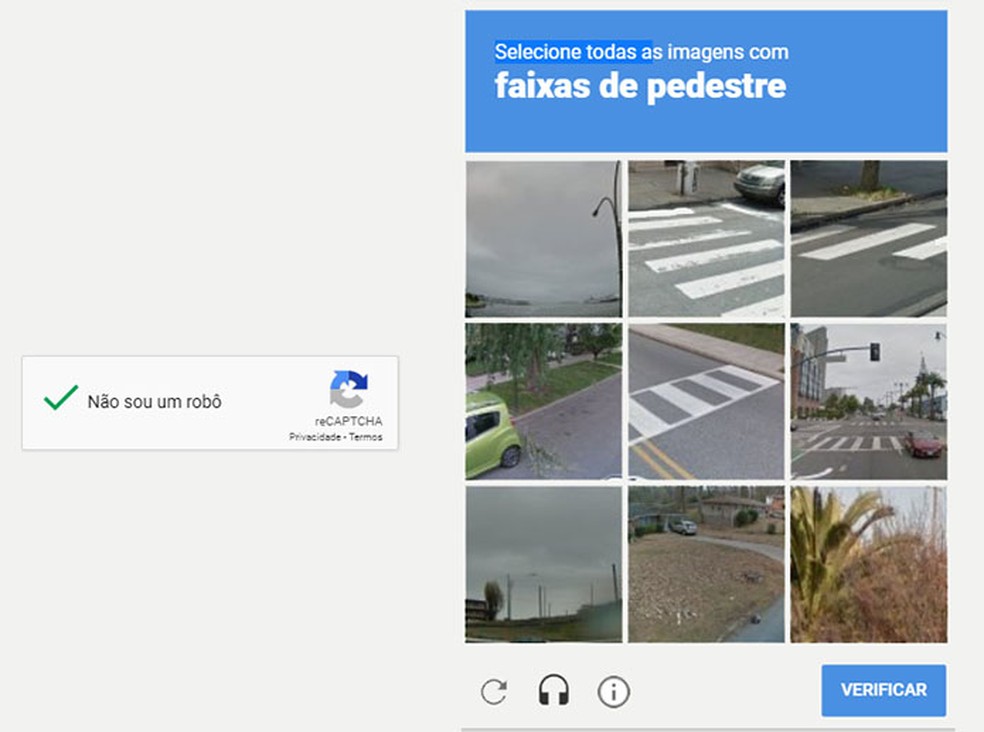 Teste do reCAPTCHA pode ser validado automaticamente em certas circunstâncias — Foto: Reprodução