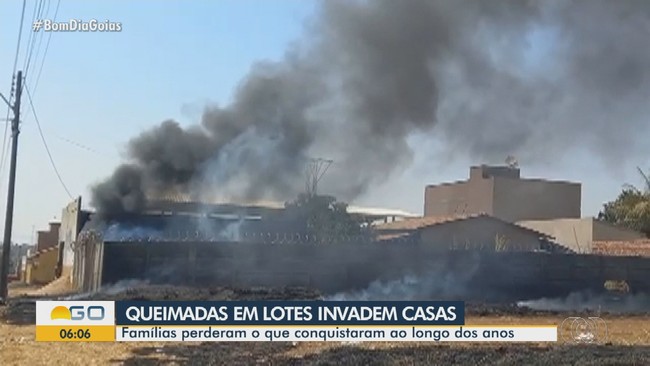 Queimadas em lotes invadem casas na regio metropolitana de Goinia