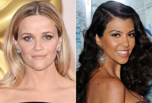 Reese Witherspoon e Kourtney Kardashian têm o rosto com formato coração (Foto: Getty Images)