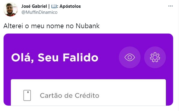 Clientes estão trocando o nome dentro do aplicativo do Nubank (Foto: Reprodução/Twitter)