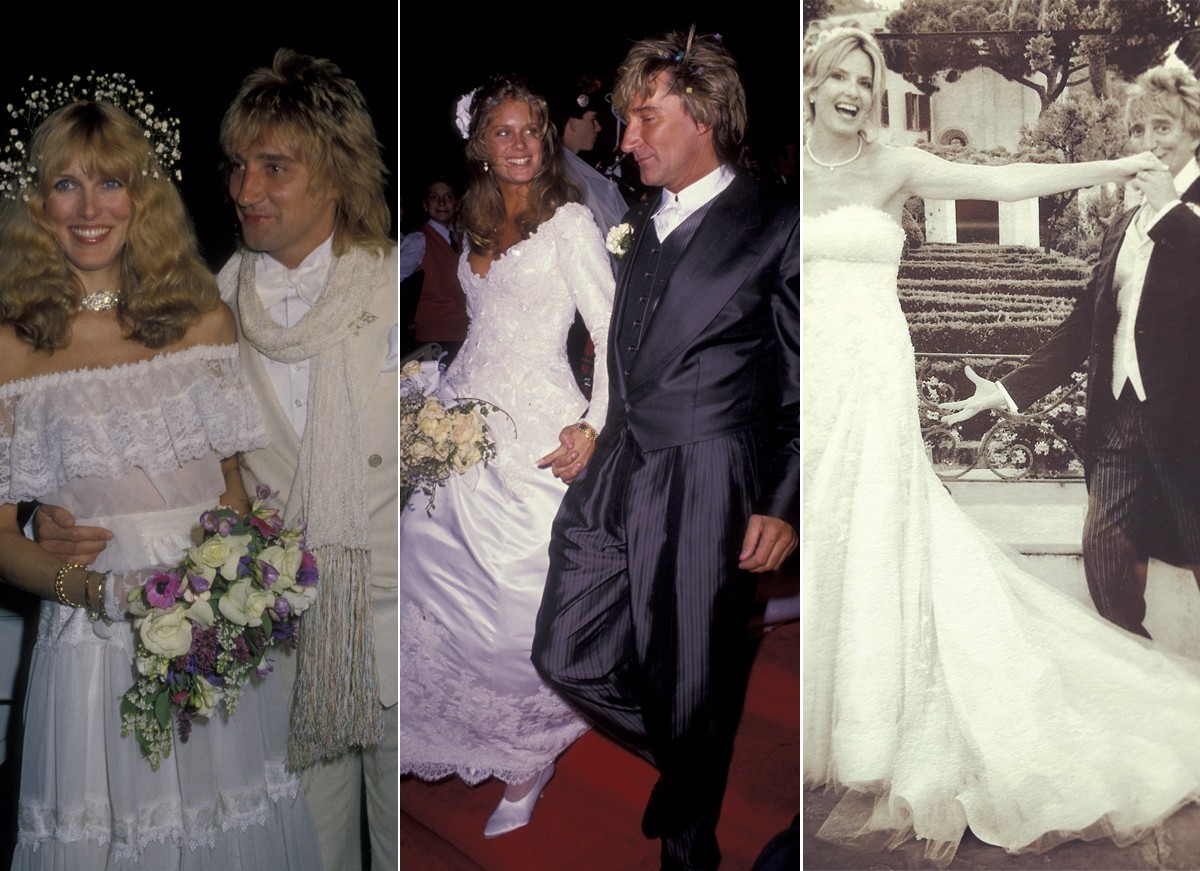 Rod Stewart se casou três vezes: Com Alana Stewart, depois com Rachel Hunter, e então com Penny Lancaster, com quem está até hoje (Foto: Getty Images e Reprodução / Instagram)