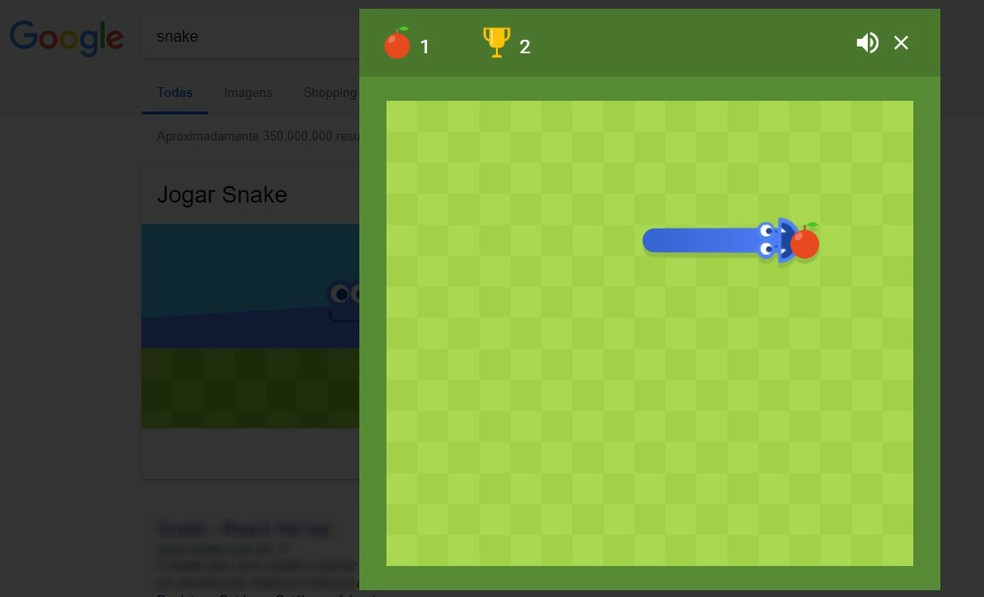 Google tem sua própria versão do  jogo Snake escondido na busca (Foto: Reprodução/Rodrigo Fernandes)