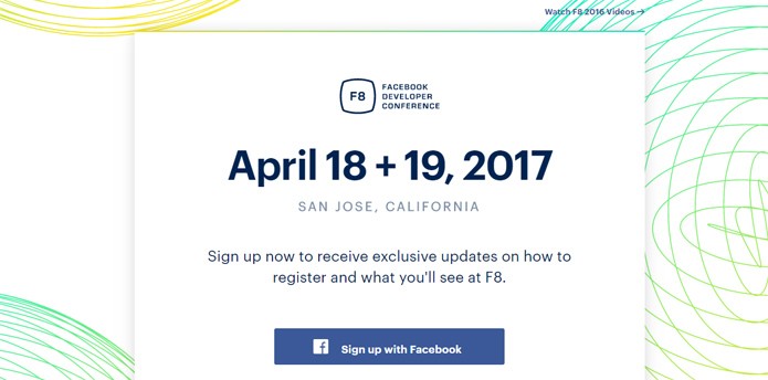O Facebook F8 de 2017 acontecerá em abril (Foto: Reprodução/Site F8)